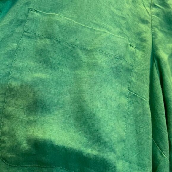 J. Jill Love Linen Shirt Dress Ocean Green Button Down Midi, Size M, NEW - Picture 3 of 12